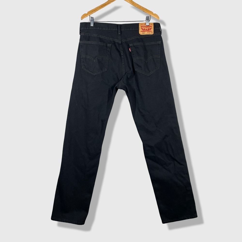 Levi's 505 Regular Fit Jeans Mens 36x34 Black Denim Classic Workwear - Picture 4 of 9
